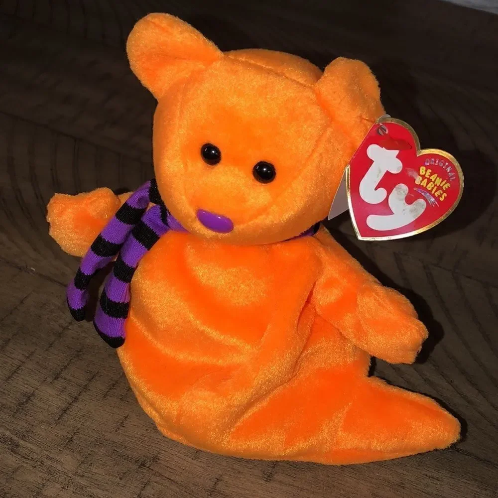 20th Anniversary Shivers 👻 the Ghost Pumpkin 🎃 orange 🍊 👻 Ty Beanies 2003
